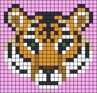 Cheetah Cross Stitch, Cross Stitch Tiger, Tiger Cross Stitch Pattern Free, Tiger Perler Bead Patterns, Perler Bead Tiger, Pixel Art Embroidery, Lion Pixel Art, Tiger Needlepoint, Tiger Pixel Art