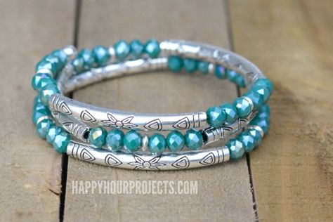 Memory Wire Bracelets Diy, Wire Bracelets Diy, Tube Bead Bracelet, Seed Bead Bracelets Tutorials, Memory Wire Jewelry, Tube Bracelet, Beaded Memory Wire Bracelets, Bead Diy, Wire Bracelets