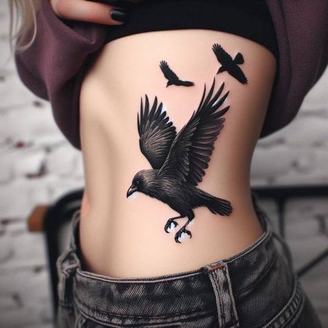 Raven Tatoos, Raven Feather Tattoo, Ravenhood Tattoo, Ravens Art, Raven Tattoos, Maria Tattoo, Rabe Tattoo, Crow Tattoo Design, Shadow Tattoo