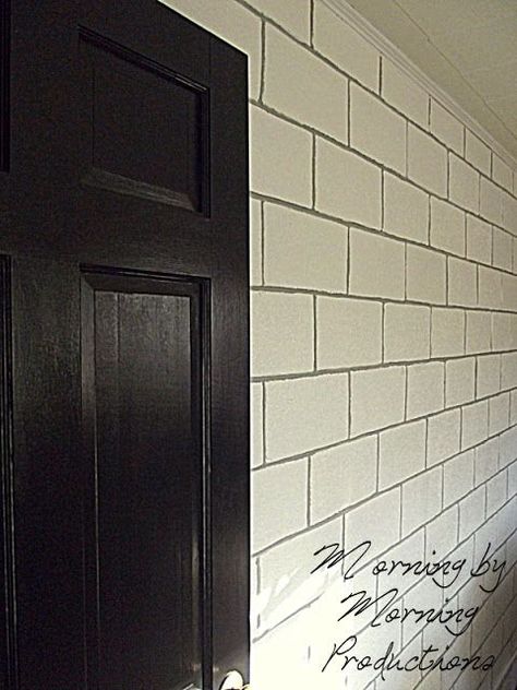 Cinder Block Paint, Cinder Block House, Cinder Block Walls, Cement Blocks, Basement Inspiration, Basement Laundry, Block Painting, Basement Makeover, Basement Walls