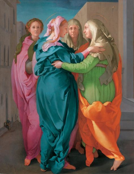 Jacopo da Pontormo, Italian late Renaissance painter (1494-1557). “Visitation" Istoria Artei, Morgan Library, Art Sacre, Getty Museum, San Michele, John The Baptist, Caravaggio, Italian Art, Religious Art