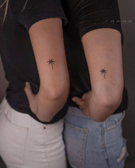 Best Friendship Tattoos Palm Tree Tattoos, Unique Small Tattoo, Tree Tattoos, Palm Tattoos, Tree Tattoo Designs, Palm Tree Tattoo, Small Girl Tattoos, Small Tattoos Simple, Bff Tattoos