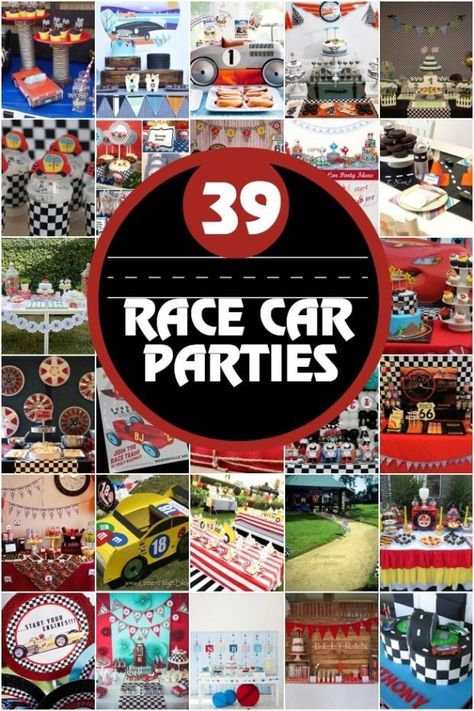 ’ Race Car Birthday Party Ideas, Car Birthday Party Ideas, Car Party Ideas, Nascar Party, Racing Party, Race Car Themes, Disney Cars Party, Car Birthday Party, Hot Wheels Birthday