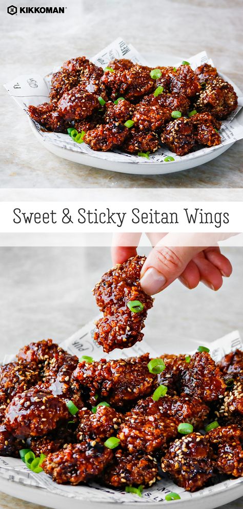 Homemade Wing Sauce, Seitan Wings, Vegan Wings, Sticky Chicken Wings, Buffalo Tofu, Appetizer Platter, Seitan Recipes, Sticky Chicken, Wings Recipe