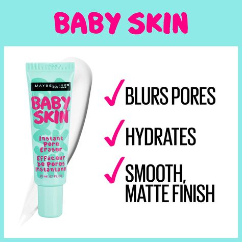 AmazonSmile : Maybelline Baby Skin Instant Pore Eraser Primer, Clear, 0.67 Ounce (Pack of 2) : Beauty & Personal Care Maybelline Primer, Baby Skin Primer, Maybelline Baby Skin, Makeup Hoco, Poreless Skin, Pore Eraser, Matte Primer, Pore Minimizer, Baby Soft Skin