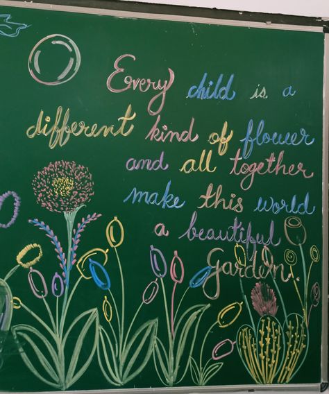 Children's Day Notice Board Decoration Design, Blackboard Decoration, Nursery Class Decoration, Thoughts For Kids, Notice Board Decoration, School Chalkboard Art, Chalk Markers Art, Diy Father's Day Cards, Blackboard Drawing