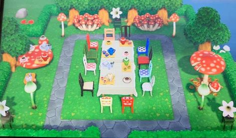 Alice In Wonderland Tea Party, Animal Crossing Qr, Gingerbread House, Animal Crossing, Alice In Wonderland, Tea Party, Gingerbread, Tea, Holiday Decor