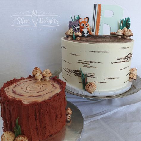 Woodland Creatures Birch Tree Cake and Smash Cake Birch Cake, Birch Tree Cakes, Gold Baby Shower Cake, Easy Impressive Dessert, Fall 1st Birthdays, Desserts With Few Ingredients, Succulent Cake, Woodland Cake, Buttercream Flower Cake