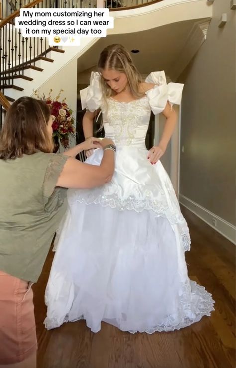 People are furious at how I altered my mom's wedding dress - I love it but haters say their jaws dropped in horror | The Sun Altered Vintage Wedding Dress, I Ruined It, Delicate Wedding Dress, S Wedding Dress, Party City Costumes, Mom Wedding Dress, Dresses Satin, Vintage Wedding Dress, Dress Alterations