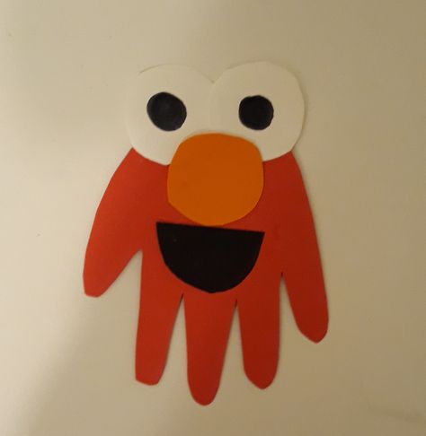 Elmo Handprint Craft, Red Crafts For Infants, Red Toddler Crafts, Red Crafts For Toddlers, Elmo Craft, Color Red Activities, Art Toddlers, Baby Art Crafts, Baby Elmo