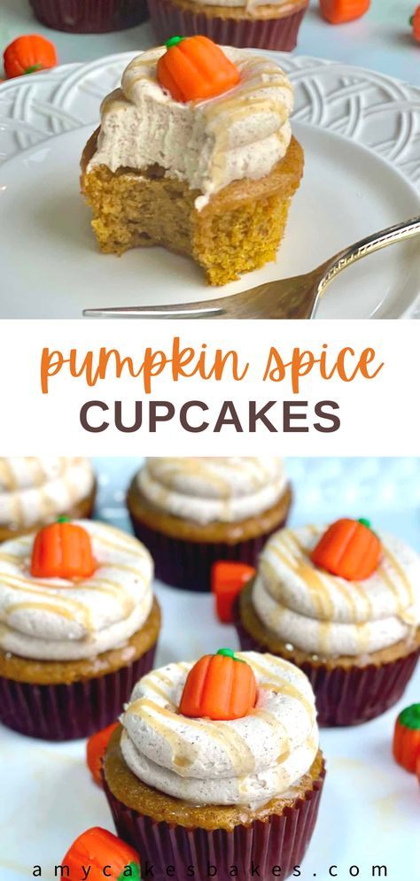 Pumpkin Cupcakes With Cream Cheese, Cupcakes With Cream Cheese Frosting, Delicious Cream, Spice Cupcakes, Pumpkin Cupcakes, Pumpkin Spice Cupcakes, With Cream Cheese Frosting, Köstliche Desserts, Pumpkin Dessert