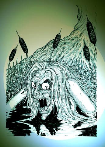 Also known as: Water Ogresses, Water Witches, Water Trolls, Drowning Faeries, River-Women, Fuath, Fuathan, Bean Fionn, Cuachag, Cailleach Uisge (Water-Hags). The Groac’h are malevolent female spirits that inhabit ponds and, more commonly, rivers. These entities are an exceptional threat to human life and especially to children - indeed one of these fiends, Peg Powler (who inhabits the River Tees in County Durham and Cleveland in England), is said to place eye-catching trinkets on the riverbanks… Witch Monster, Fairy Folk, Water Witch, Types Of Fairies, Water Spirit, Celtic Mythology, Nature Spirits, Fairy Doors, The Uncanny