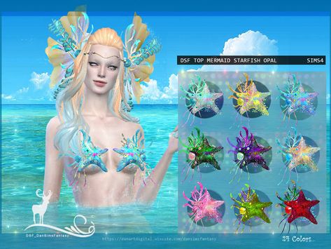 This design is inspired by the wonderful little details of the ocean. A starfish, corals and pearls will decorate your beautiful mermaid.  Found in TSR Category 'Sims 4 Female Everyday' Sims Mermaid, Sims 4 Mermaid Cc, Sims Love, Mermaid Accessories, Mermaid Top, Sims 4 Teen, Sims 4 Toddler, Sims4 Clothes, Sims 4 Cc Packs