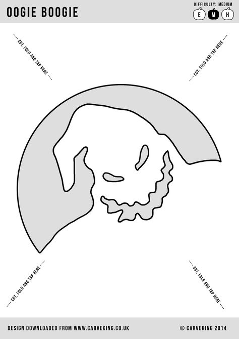 Oogie Boogie Jack O Lantern, Oogie Boogie Pumpkin Carving Stencil, Nightmare Before Christmas Pumpkin Template, Pumpkin Ideas Templates, Jack Skeleton Pumpkin Stencil, Oggie Boogie Pumpkin Carving, Oggie Boggie Man Pumpkin Carving, Chucky Pumpkin Carving Stencils, Oogie Boogie Stencil