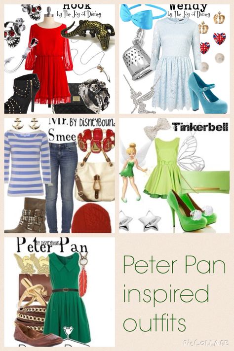 Peter Pan Themed Outfits, Disneybound Outfits Peter Pan, Disney Bounding Peter Pan Characters, Peter Pan And Wendy Disneybound, Disney Bounding Peter Pan, Wendy Outfit Peter Pan, Peter Pan Bounding, Peter Pan Characters Costumes, Peter Pan Inspired Outfits