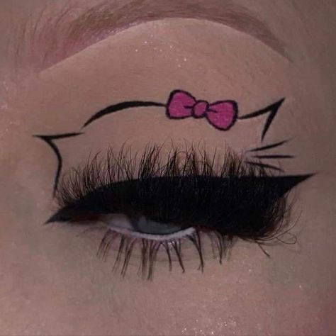 Hello Kitty Makeup Halloween, Hello Kitty Eye Makeup, Delineados Egirl, Doe Eye Makeup, Vampire Bride, Eyeliner Designs, Hello Kitty Makeup, Cute Eye Makeup, Doll Eye Makeup