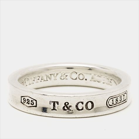 Tiffany & Co. Tiffany 1837 Sterling Silver Band Ring Size 52 Tiffany And Co Rings, Sterling Silver Rings Bands, Tiffany And Co, Silver Band Ring, Sterling Silver Bands, Ring Band, Everyday Style, Silver Band, Tiffany & Co.