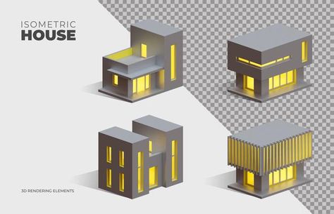 Four isometric 3d rendering isolated ele... | Premium Psd #Freepik #psd #house #building #box #3d Isometric Architecture, Building Isometric, Isometric Building, Build Inspiration, Design Building, Isometric Art, Isometric Design, 3d Building, Box Houses