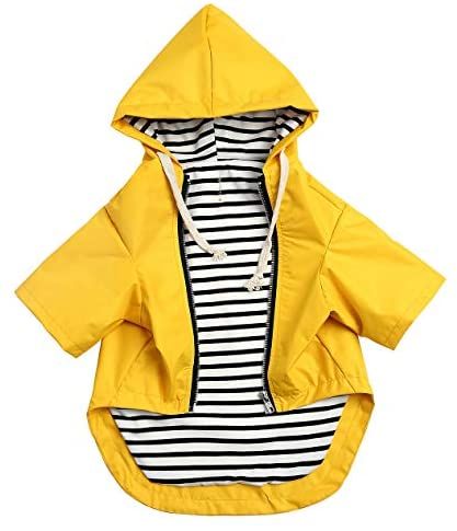 Morezi Dog Zip Up Dog Raincoat With Hood, Rain/Water Resistant, Adjustable Drawstring, Pocket Design, Stylish Premium Dog Raincoats - Size XS to XXL Available - Yellow - M: Amazon.co.uk: Pet Supplies Dog Cleaning, Yellow Raincoat, Dog Raincoat, Up Dog, Dog Vest, Hooded Raincoat, Dog Wear, Jacket With Hood, Detachable Hood