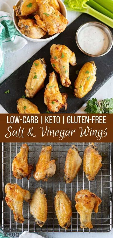 Low Carb Wings, Salt And Vinegar Wings, Low Carb Chicken Wings, Wings Air Fryer, Keto Chicken Wings, Wings Chicken, Salt And Vinegar, Chicken Wings Recipe, Boiled Egg Diet Plan