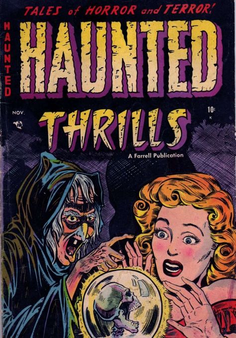 Comic Book Cover For Haunted Thrills #12 Creepy Comics, Autumn Diy, Horror Comic, Horror Book Covers, Golden Age Comics, Pre Code, Witching Hour, Retro Horror, Horror Movie Art