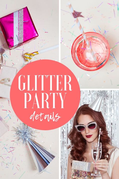 Themed Christmas Party, Awesome Party Favors, Glitter Party Decorations, Glitter Birthday Parties, Decoration Details, 38th Birthday, Sparkle Party, Art Birthday Party, Birthday Party For Teens