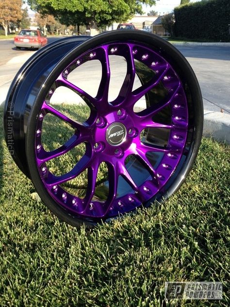 Ink Black and Illusion Purple with Clear Vision Top Coat | Powder Coating Gallery | Prismatic Powders Jeep Rims, Car Stunt, Custom Wheels Cars, Purple Jeep, Truck Rims, Purple Car, Cool Car Accessories, Car Wheels Rims, Girly Car