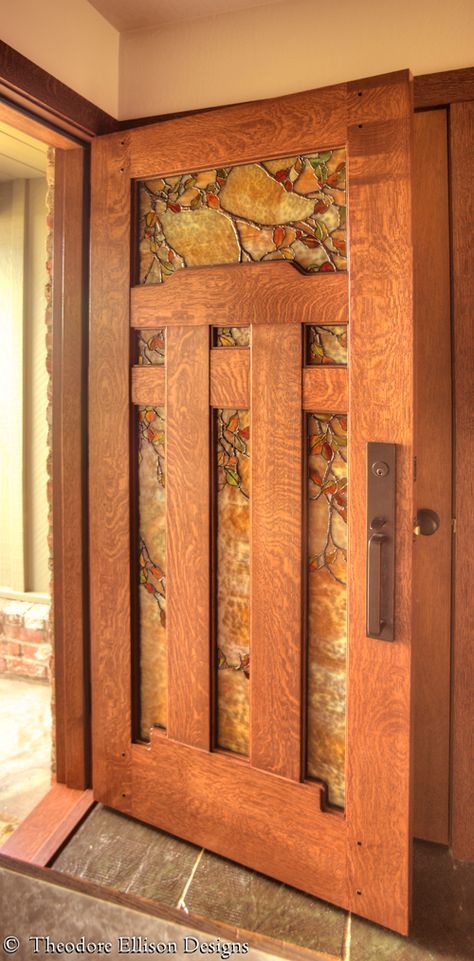 Fall Leaf Art, Mission Style Homes, Craftsman Door, Autumn Leaves Art, Door Inspiration, Door Company, Cool Doors, Craftsman Style Homes, Craftsman Bungalows