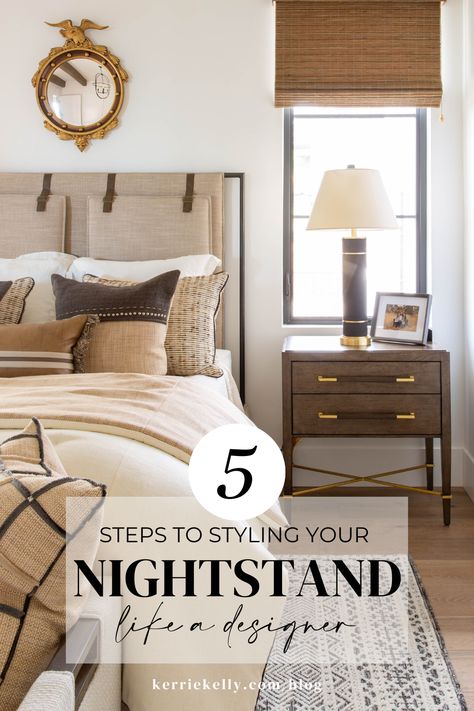 There are countless ways to style a nightstand, but there are a few factors to consider when trying to achieve that perfectly balanced, elevated look. 🛌⁠ ⁠ Don't worry, @kerriekelly has your back! Read on to learn more about the essentials we consider when styling spaces like these. .⁠ #DesignedtoElevate #homedecorideas #homeinteriors #CaliforniaHomes #bedroom #interiordesign #homeinspo #interiorstyling #interior #bedroomdesign #homedecorinspo Styling Bedside Table Nightstand Ideas, His And Hers Nightstand Styling, Bedroom With One Nightstand, Style A Nightstand, Nightstand Ideas, Nightstand Styling, Nightstand Decor, Design 101, Table Nightstand