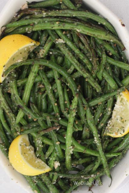 Full Plate Thursday,500 Roasted Green Beans Oven, Green Beans Garlic, Oven Green Beans, Oven Roasted Green Beans, Blueberry Lemon Scones, Recipes Sides, Parmesan Green Beans, Cheese Course, Garlic Green Beans