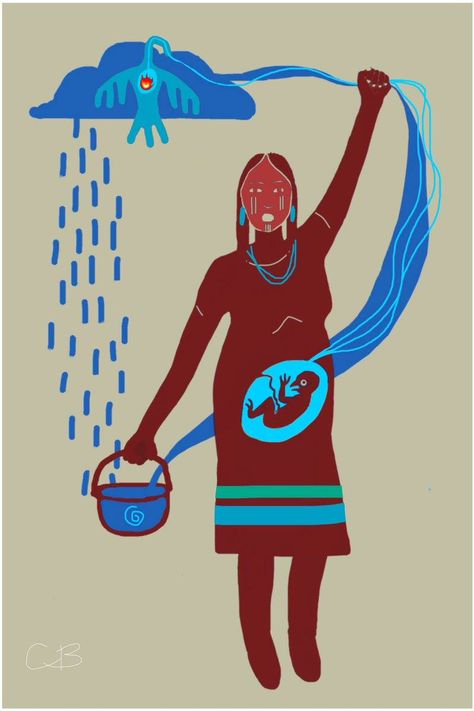 Art by --Christi Belcourt, Michif Metis  http://christibelcourt.com/ ""Because we know the power that comes from water is life itself. The spirits of water exist in every rain drop, in the wombs of women, in the clouds, in the rivers, in every stream and puddle, in the veins of trees, in the vastness of oceans, in every rainbow, in the air we breath, in every tear we shed for joy or grief. We are literally water, living on a ball of water in a pulsating, breathing and alive universe." Water Is Life, Native American Wisdom, Standing Rock, Native Pride, Native American History, Circle Of Life, Indigenous Art, Native Art, American Heritage