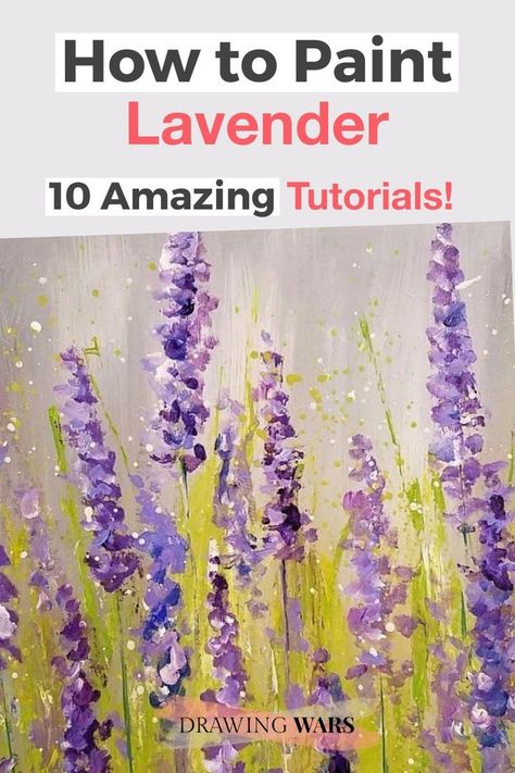 Lavender Acrylics, Paint Lavender Flowers, Paint Lavender, Paint A Flower, Lavender Paint, Flower Step By Step, Flowers Acrylic, Learn Watercolor, Acrylic Pouring Art