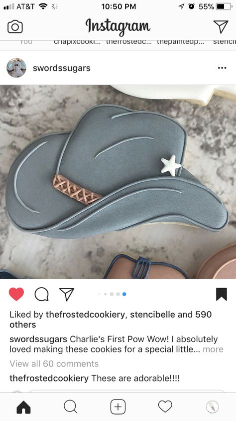 Royal Icing Cowboy Cookies, Cowgirl Royal Icing Cookies, Cowboy Hat Royal Icing Cookies, Country Music Cookies Decorated, Horse Shoe Cookies Decorated, Western Royal Icing Cookies, Cowboy Hat Sugar Cookies, Cowboy Hat Cookies Decorated, Brooke Cookies