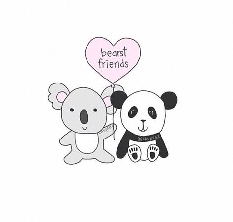 Best friends Best Friends Tumblr, Koala Drawing, Tumblr Transparents, Tumblr Png, Cute Text, Panda Drawing, Cartoon Clouds, We Are Best Friends, Cute Animal Illustration