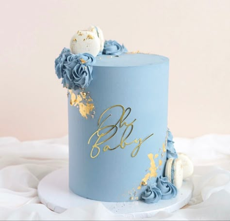 Gateau Baby Shower Garcon, Fall Baby Shower Cake, Blue Baby Shower Cake, Gold Baby Shower Cake, Baby Shower Cakes Neutral, Fantasy Cakes, Christening Cake Boy, Baby Shower Cake Designs, Blue Birthday Cakes