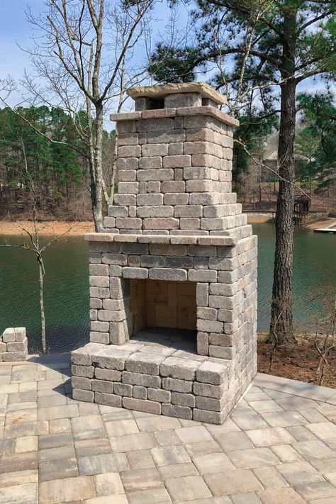 Outdoor Fireplace Kits, Outdoor Wood Burning Fireplace, Outdoor Fireplace Plans, Outdoor Stone Fireplaces, Fireplace Patio, Chestnuts Roasting, Outside Fireplace, Fireplace Kits, Diy Outdoor Fireplace