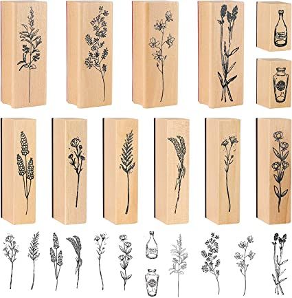 Meetory 12 Pieces Vintage Wooden Rubber Stamps, Plant and Flower Decorative Wooden Rubber Stamp Set, Wood Mounted Rubber Stamps for DIY Craft, Letters Diary and Scrapbooking : AmazonSmile: Toys & Games Creative Diary, Scrapbooking Journal, Diary Decoration, Scrapbooking Stamps, Wooden Stamps, Wood Stamp, Diy Stamp, Planner Decorating, Crystal Crafts