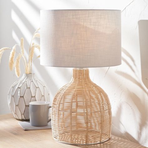 Rattan Table Lamp, Living Room Setup, Table Lamps Living Room, Rattan Lamp, Rattan Table, Natural Aesthetic, Wicker Table, Lighting Gifts, Rustic Contemporary