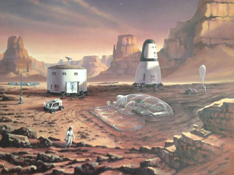 Life on Mars: a timeline of space architecture – in pictures Sci Fi Base, Mars Project, Space Colony, Science Fiction Artwork, World Of Tomorrow, Planets Art, Space Projects, Fantasy Images, Life On Mars