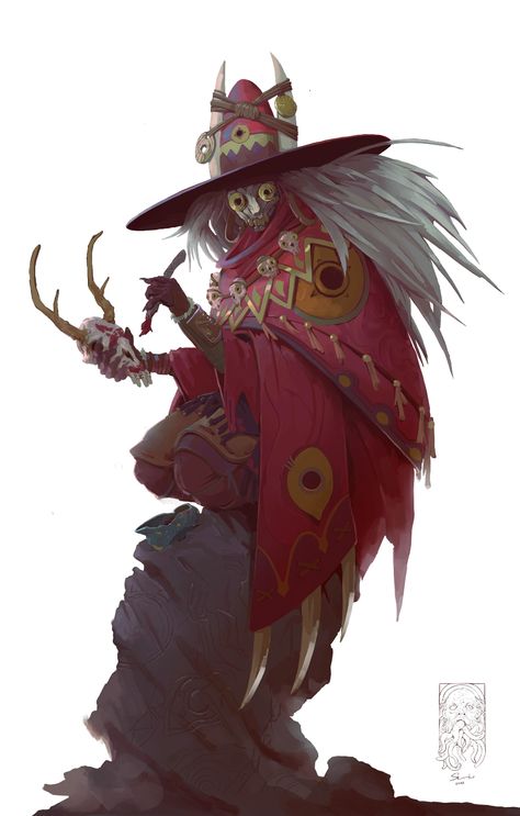 Red Wizard, Hollow Mask, Dnd Wizard, Dnd Druid, Evil Wizard, Dnd Dragons, Cool Monsters, Dnd Art, Monster Design