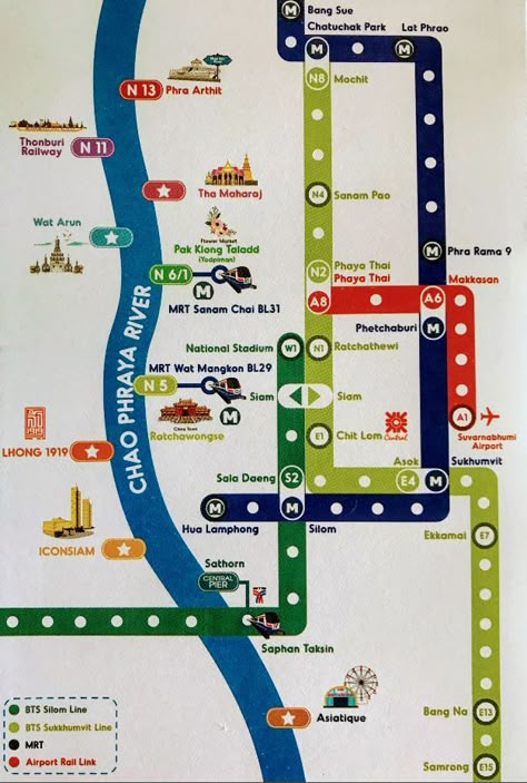 Metro Routes around Chao Phraya Tourist Boat Route Bangkok Travel Map, Thailand Tourist Spot, Bangkok Tourist Map, Bangkok Map, Bangkok Attractions, Transport Map, Bangkok Tourist, Thailand Travel Destinations, Thailand Tourist