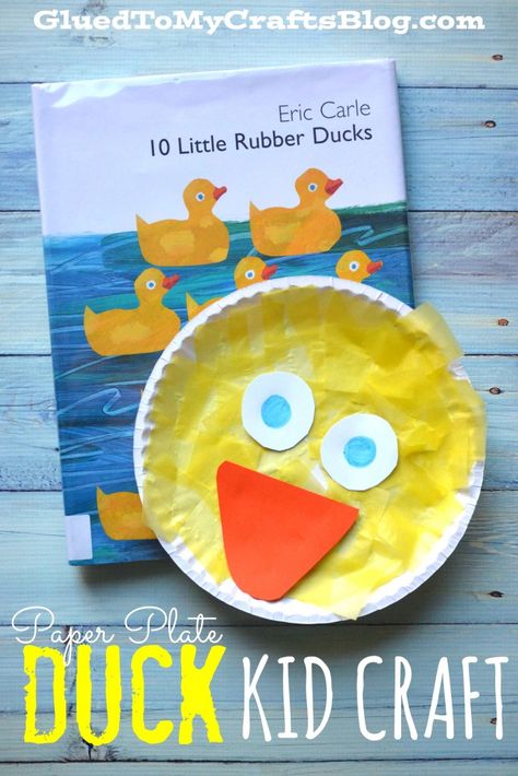 Paper Plate Duck {Kid Craft} Paper Plate Duck, Eric Carle Crafts, Eric Carle Art, Eric Carle Activities, Duck Crafts, Storytime Crafts, Yellow Crafts, Kid Craft, Daycare Crafts