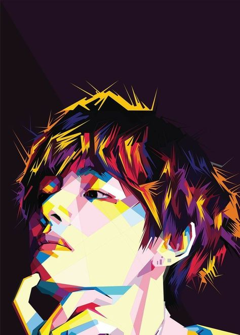 #bts Taehyung's Art, Wpap Art, Taehyung Fanart, Bts V Pictures, Pop Art Portraits, Bts Concept Photo, Beauty Art Drawings, Kpop Drawings, Vector Portrait