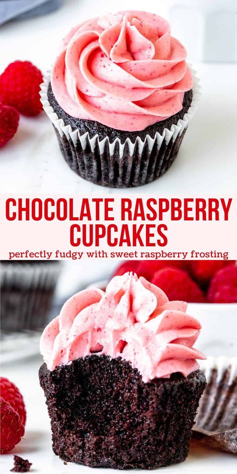 These chocolate raspberry cupcakes truly have the perfect flavor combo. They start with moist and fudgy chocolate cupcakes that have a perfectly soft texture. Then they're frosted with creamy raspberry frosting that's bursting with fresh raspberry flavor. Perfect for Valentine's Day! #chocolatecupcakes #chocolatecake #raspberryfrosting #raspberry #buttercream #valentinesday #recipe from Just So Tasty Best Homemade Chocolate Cake Recipe, Raspberry Cupcake Recipes, Raspberry Buttercream Frosting, Chocolate Raspberry Cupcakes, Raspberry Frosting, Raspberry Cupcakes, Raspberry Buttercream, Dessert Cakes, Raspberry Chocolate