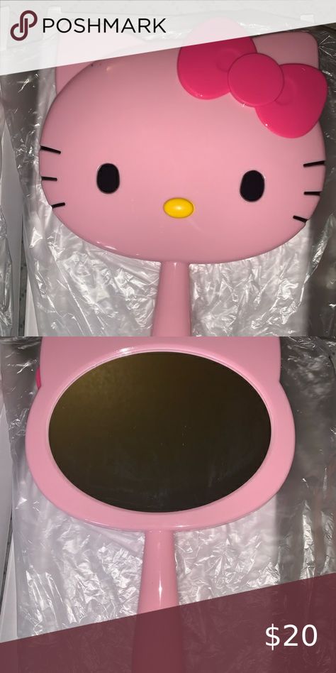 Sanrio Hello Kitty Hand Held Mirror . Hand Held Mirror, Sanrio Accessories, Pink Mirror, Pink Dark, Glass Mirror, Dark Pink, Big Size, Holding Hands, Hello Kitty