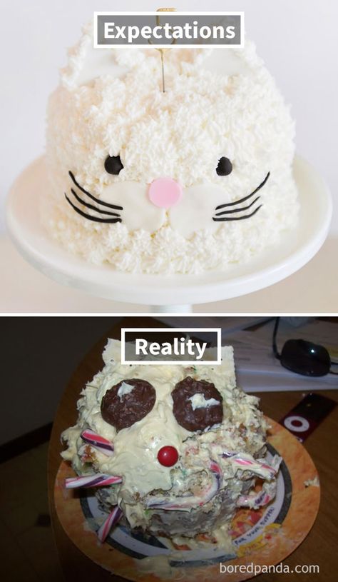 Funny-cake-fails-expectations-reality Epic Cake Fails, Cakes Gone Wrong, Ugly Nails, Baking Fails, Bad Cakes, Baking Bad, Cooking Fails, Ugly Cakes, Cake Fails