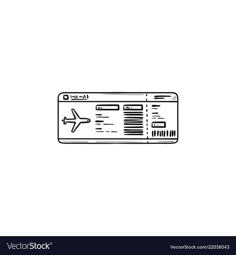 Boarding Pass Drawing, Cute Travel Drawings, Plane Ticket Illustration, Plane Ticket Tattoo, Plane Ticket Drawing, Airport Doodle, Ticket Doodle, Travel Doodle Art, Travel Drawing Ideas