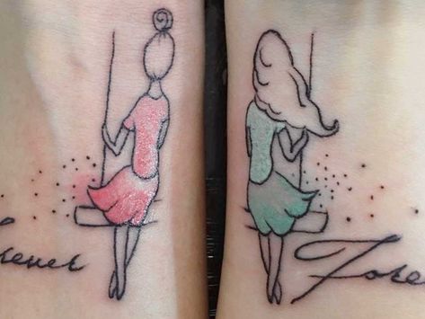 Best Friend Tattoos For Women, Meaningful Best Friend Tattoos, Bff Tattoo Ideas, Friend Symbol, Tattoo Birds, Bestie Love, Doe Tattoo, Sloth Tattoo, Bff Tattoos