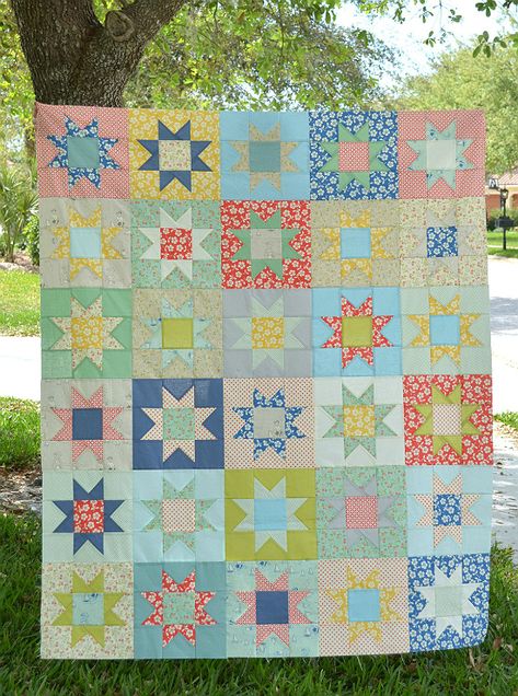 No Point Stars Quilt Pattern Stars Quilt, Quilt Modernen, Pattern Quilt, Star Quilt Blocks, Star Quilt Patterns, Personalized Quilt, Star Quilts, Quilting For Beginners, Christmas Quilts