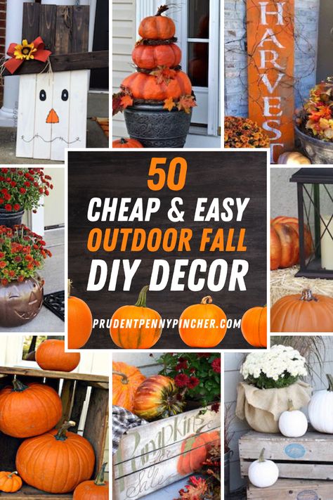 Get your home ready for autumn with these cheap and easy outdoor DIY fall decorations. There are outdoor fall decor ideas for the porch, yard, and front door. Outdoor Fall Decorations, Outside Fall Decorations, Dollar Tree Fall Decor Diy, Porch Planter, Fall Yard Decor, Outdoor Fall Decor Ideas, Outdoor Fall Decor, Fall Garden Decor, Outside Fall Decor